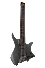 Headless guitar boden metal black 8 string multiscale front view