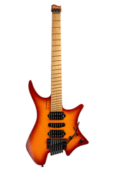Headless Guitar Boden Metal 6 string trem orange front view