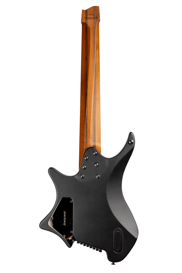 Headless guitar boden metal black 8 string multiscale back view