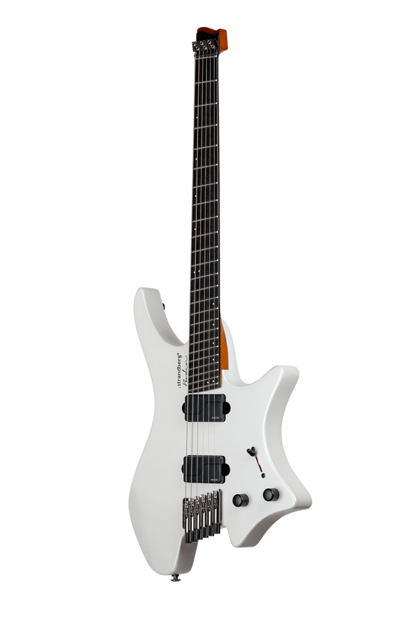 Headless guitar boden metal white 6 string front view