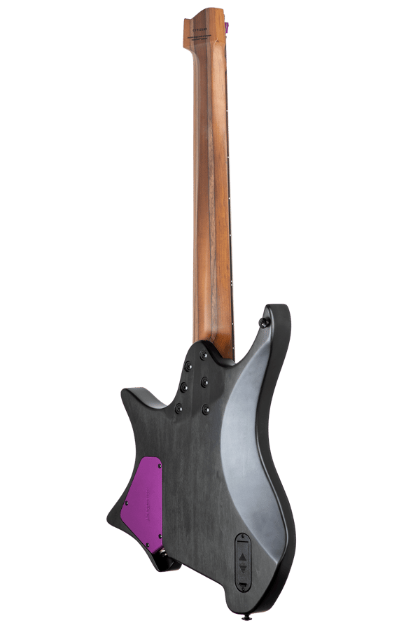 True temperament purple headless guitar 8 string EndureNeck back view