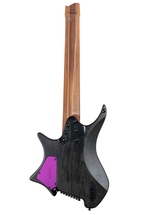 True temperament purple headless guitar 8 string EndureNeck back view