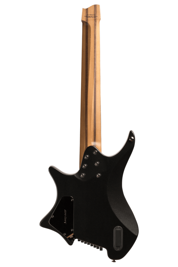 Headless guitar Boden metal 8 string black pearl back view