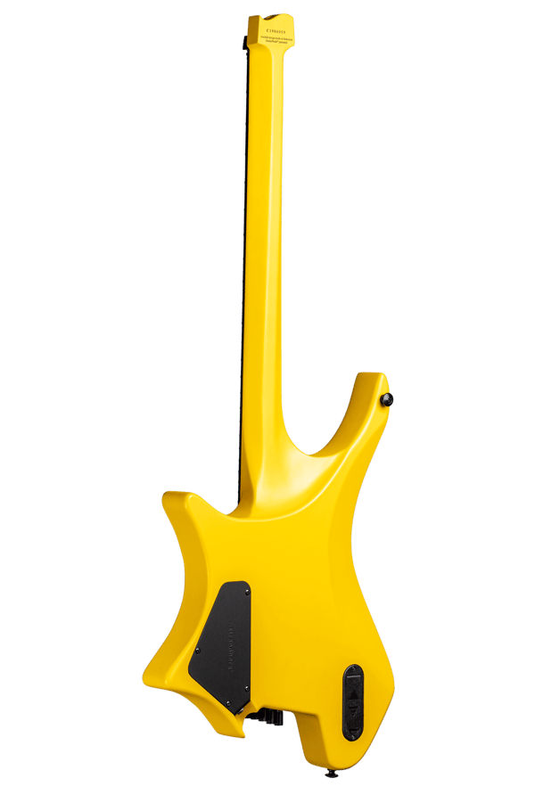 Headless Guitar Boden Metal 6 string yellow back view