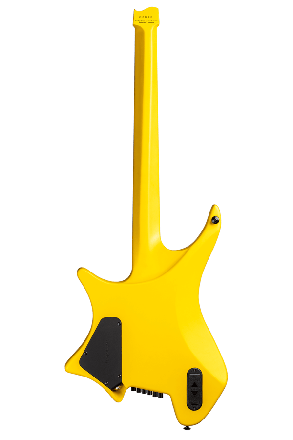 Headless Guitar Boden Metal 6 string yellow back view