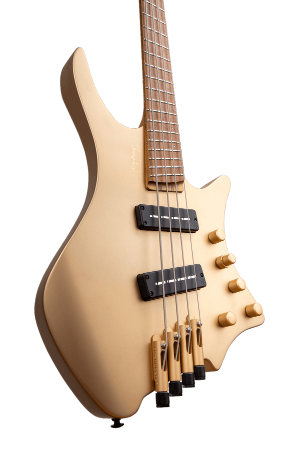 Boden Bass 4string limited edition headless guitar gold front view