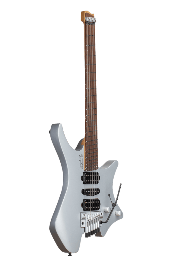 Headless Guitars Boden Prog 6 Ebony 10th anniversary model silver front view