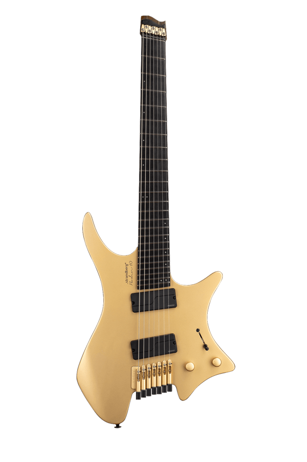Boden Prog ebony 6 string headless guitar limited edition Gold front view