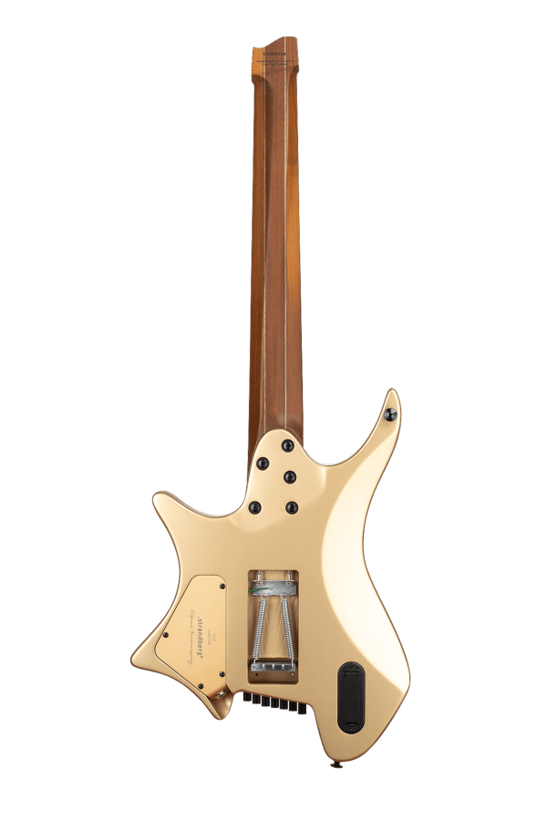 Boden Original 7 string ebony tremolo limited edition Gold Headless guitar back view